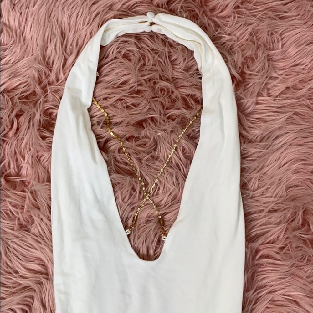 SOLD Revolve halter bodysuit rhinestones xs